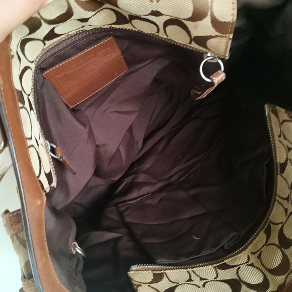 Coach Signature Brown Canvas Gallery 10079 Large Carry All Zip Up Shoulder Purse - Picture 7 of 17